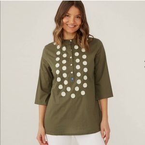 Figue for India Hicks Jasmine Tunic Olive green Sz Small